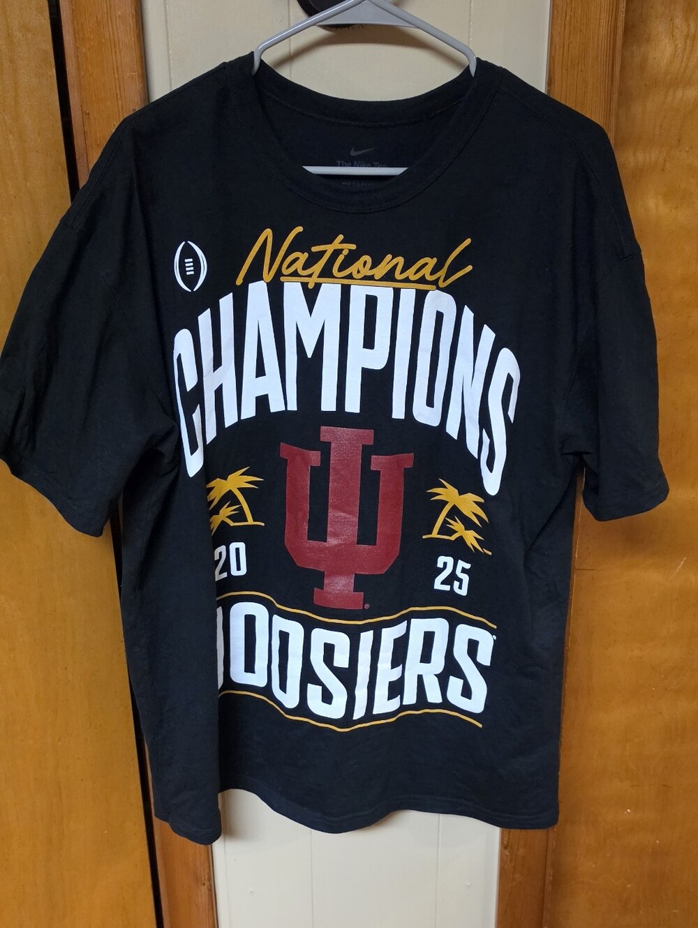 Nike Black Graphic 'Champions Hoosiers' Tee with Red IU Logo